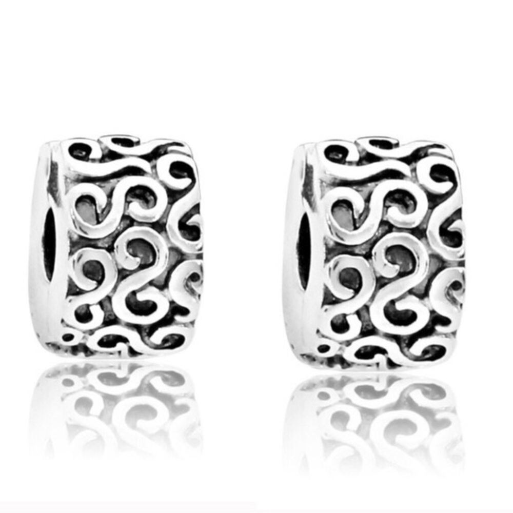2 Pandora Serpentine Swirl Clip Charms Authentic ALE Sterling Silver